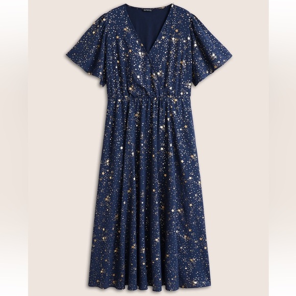 BloomChic Plus Size Star Button Pocket Wrap Split Ruffles Maxi Dress - Picture 7 of 8